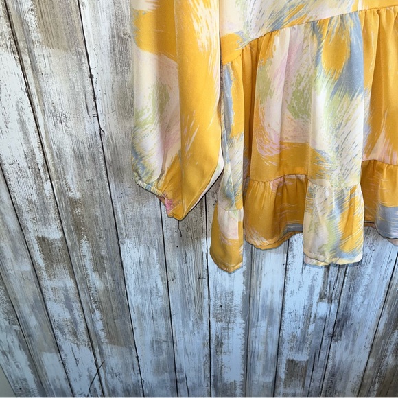 Entro Yellow, Blue Tired Ruffle Neck Blouse - Picture 4 of 6
